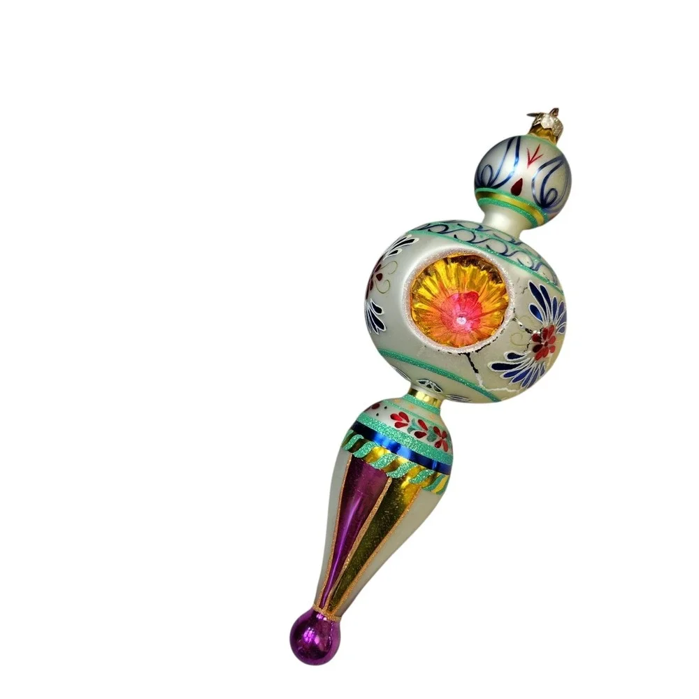 Christopher Radko Blue Danube Triple Indent Reflector Drop Ornament Poland   Box